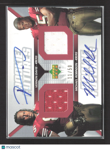 2006 Upper Deck Rookie Futures Michael Robinson Vernon Davis #RF2-DR /50 Dual Autograph Dual Jersey Patch