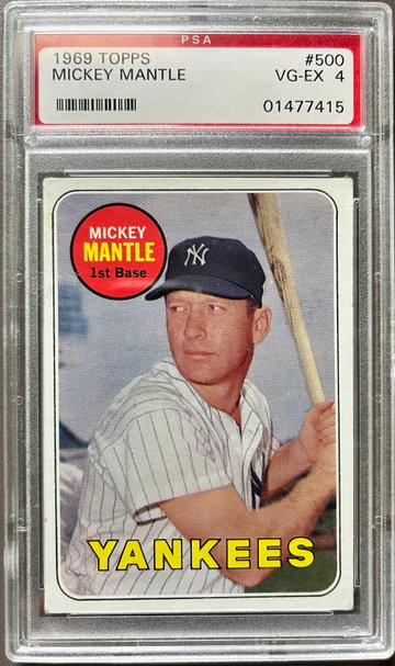 1969 Topps #500 Yellow Mickey Mantle (PSA 4)