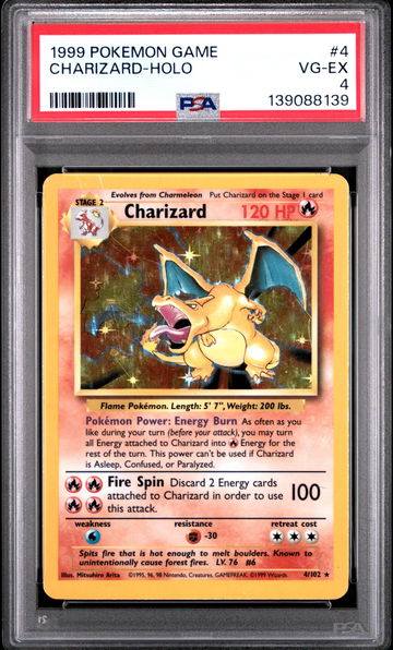 1999 Pokemon Base Set Holo Charizard #4 PSA 4