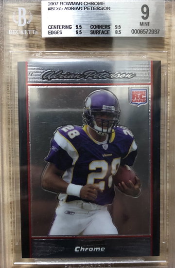 Adrian Peterson 2007 Bowman Chrome Rc #BC65 BGS 9 3 - 9.5’s!
