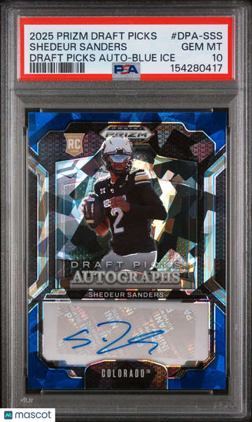 Shedeur Sanders 2025 Panini Prizm #DPASSS-Draft Picks Auto Blue Ice 17/45 PSA 10