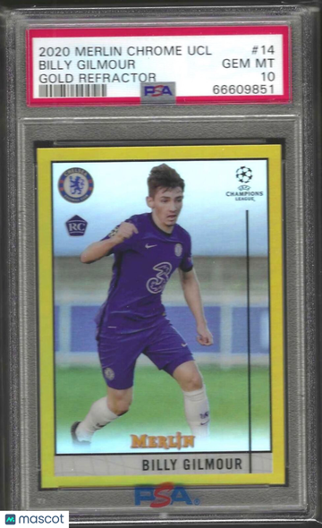 2020 Topps Merlin Chrome UEFA Champions League Billy Gilmour #14 Gold Refractor PSA 10