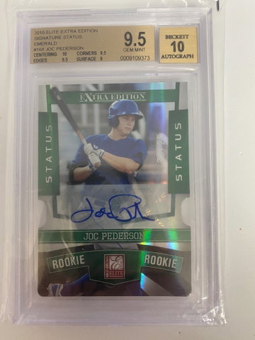 2010 Elite Extra Edition Joc Pederson Emerald Signature Status Auto /25 BGS 9.5/10