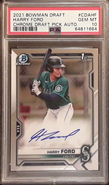 Harry Ford 2021 Bowman Draft Chrome Autograph , Base Chrome Auto , PSA 10
