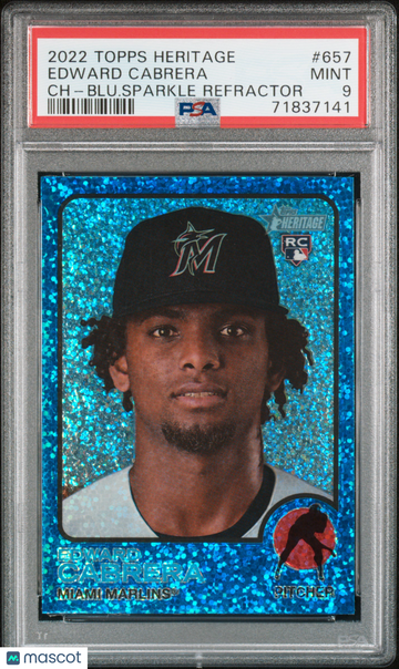 2022 Topps Heritage Edward Cabrera #657 CH Blu. Sparkle Refractor PSA 9