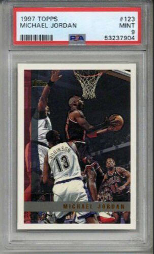 1997 TOPPS #123 MICHAEL JORDAN BASKETBALL CARD CHICAGO BULLS PSA 9 NM-MT LOW POP