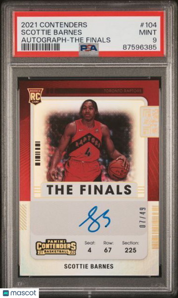 2021 Panini Contenders Scottie Barnes #104 Autograph The Finals PSA 9
