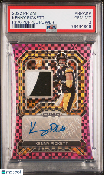 2022 Panini Prizm Rookie Patch Autographs Kenny Pickett #RPAKP Rpa Purple Power /49 Rookie PSA 10