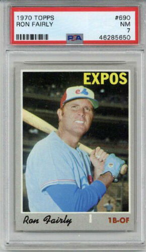1970 TOPPS #690 RON FAIRLY BASEBALL CARD MONTREAL EXPOS PSA 7 CENTERED NEAR MINT