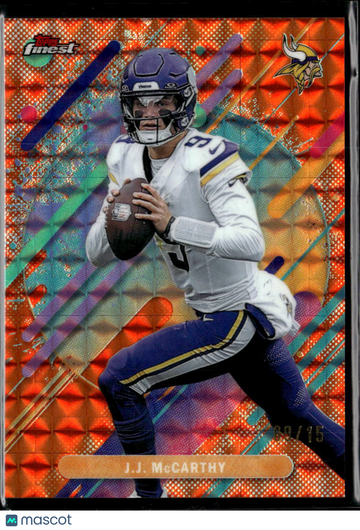 J.J. McCarthy 2025 Topps Finest Orange Refractor Minnesota Vikings