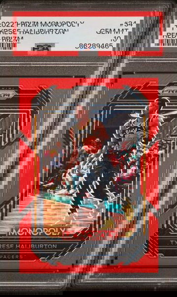 🔥2022-23 Panini Prizm Monopoly Red Prizm /99 Tyrese Haliburton #34 PSA 10