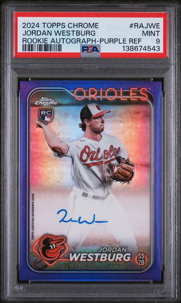 2024 Chrome Rookie Autographs Purple Refractors Jordan Westburg #RAJWE /250 PSA 9