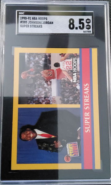 1990-91 NBA HOOPS #385 JORDAN/JOHNSON SUPER STREAKS