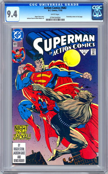 ACTION COMICS #683 CGC 9.4 *VERY 1ST DOOMSDAY APPEARANCE* DEATH OF SUPERMAN 1992