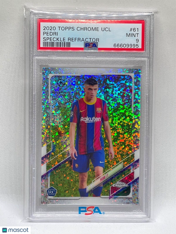 2020 Topps Chrome UEFA Champions League Pedri #61 Speckle Refractor PSA 9