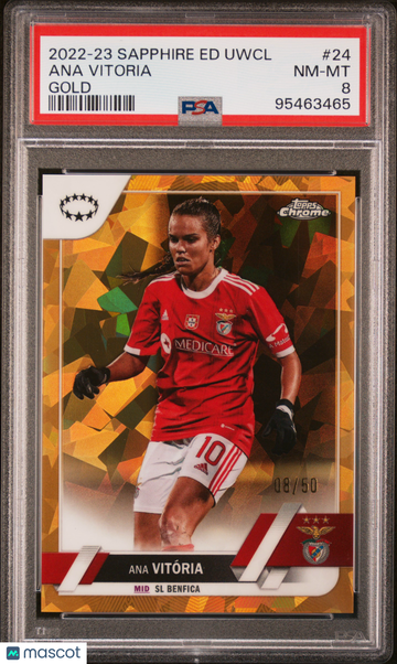2022-23 Topps Chrome Sapphire UEFA Women's Ana Vitoria #24 Gold PSA 8