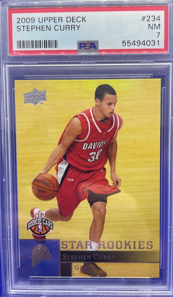 2009 Upper Deck Stephen Curry Rookie Card RC #234 Warriors NM Near Mint PSA 7