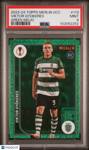 2023-24 Topps Merlin UEFA Club Competitions Viktor Gyokeres #113 Green Mojo /99 PSA 9