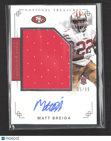 2018 Panini National Treasures Matt Breida #210 /99 Jersey Patch RC