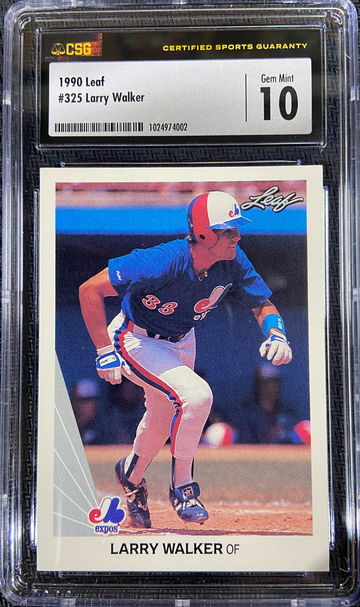 1990 Leaf ROOKIE Larry Walker CSG 10 GEM MINT Low POP!