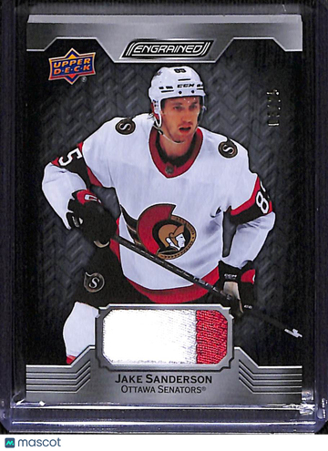 03/25 2023-24 Upper Deck Engrained Hockey Jake Sanderson #65 Ebony Memorabilia Short Print Memorabilia Patch