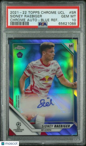 2021 Topps Chrome UEFA Champions League Chrome Autographs Sidney Raebiger #SR Blue Refractor PSA 10