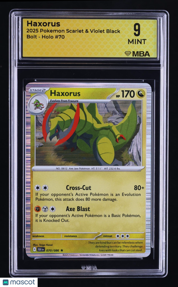 2025 Pokemon Scarlet & Violet Black Bolt Haxorus Holo MBA 9 #70