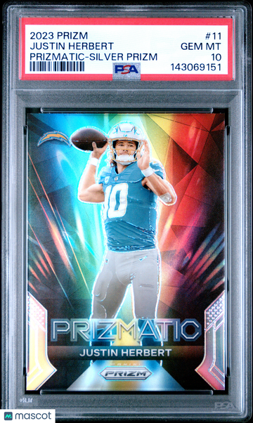 2023 Panini Prizm Prizmatic Justin Herbert #11 Silver PSA 10