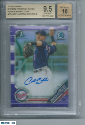 2019 Bowman Chrome Prospect Autographs Purple Refractors Andrew Bechtold #CPAABE BGS 9.5 Auto 10
