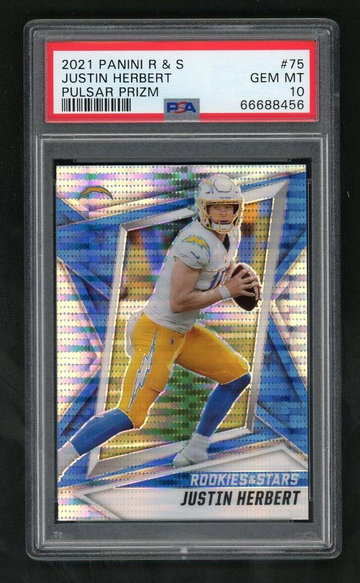 2021 Panini Rookies and Stars Pulsar Prizm Justin Herbert #75 PSA 10