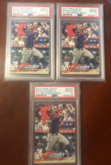 Ronald Acuna Jr Topps update rookie PSA 10 lot of 3 