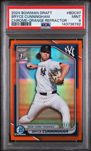 2024 Bowman Chrome Draft Orange Refractor Bryce Cunningham #BDC97 /25 PSA 9