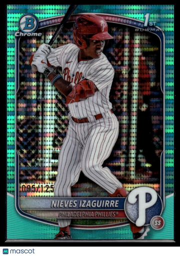 2025 Bowman Chrome Nieves Izaguirre #BCP-232 Bowman Chrome Prospects Aqua Geometric SN