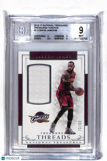 2016 Panini National Treasures Treasured Threads LeBron James #2 /99 BGS 9