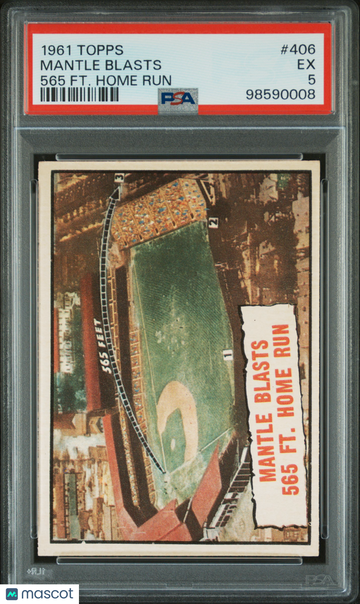 1961 Topps Mantle Blasts #406 565 FT. Home Run PSA 5