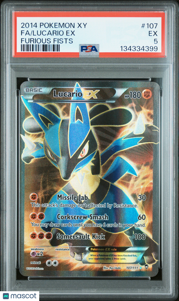 2014 Pokemon Xy Furious Fists Lucario EX Fa Furious Fists PSA 5 #107