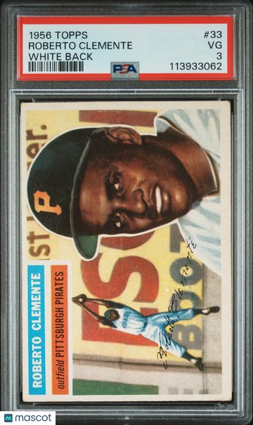 1956 Topps Roberto Clemente #33 White Back PSA 3