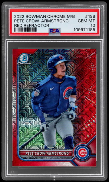 2022 Bowman Chrome Mega Box Pete Crow-armstrong Prospect Red Refractor PSA 10