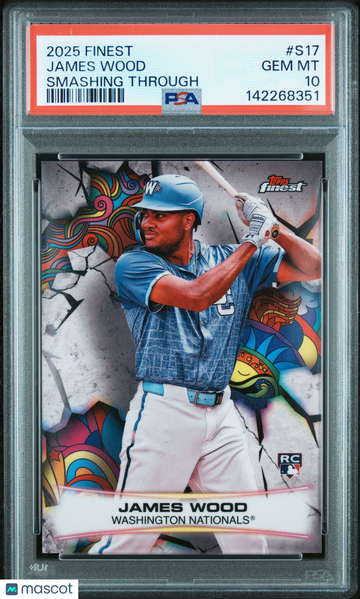 2025 Topps Finest Smashing Through James Wood #S17 PSA 10