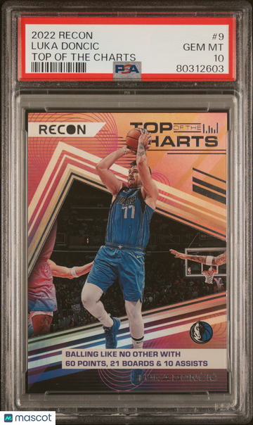 2022 Panini Recon Top Of The Charts Luka Doncic #9 Top Of The Charts PSA 10