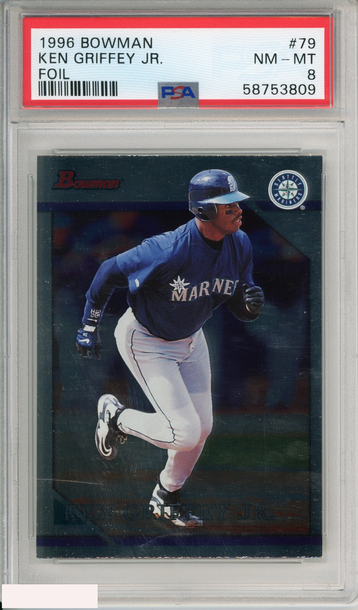 1996 BOWMAN KEN GRIFFEY JR  #79 FOIL SEATTLE MARINERS HOF PSA 8 NM-MT