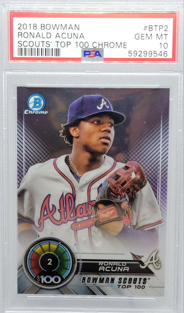 2018 BOWMAN #BTP2 RONALD ACUNA SCOUTS TOP 100 CHROME PSA 10