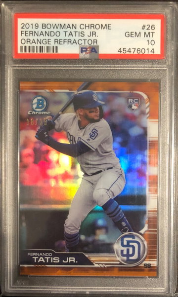 2019 Bowman Chrome Fernando Tatis Jr. RC Orange Refractor 18/25 #26 PSA 10