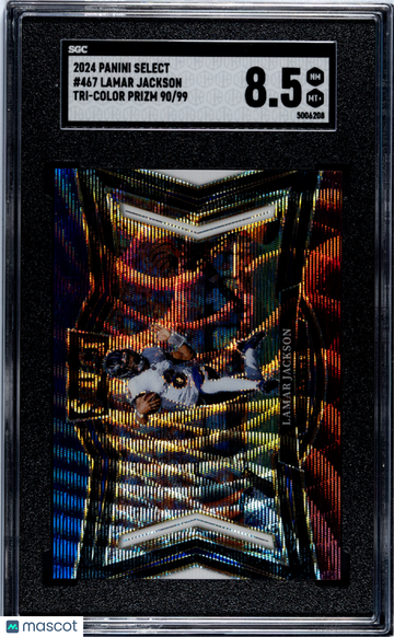 2024 Panini Select Lamar Jackson #467 Tri Color Prizm SGC 8.5