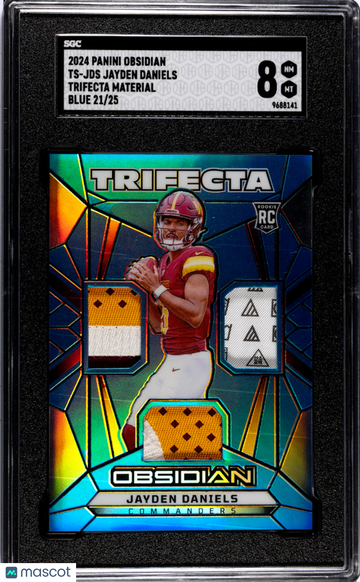 2024 Panini Obsidian Jayden Daniels #TS-JDS Trifecta Mat. Blue SGC 8