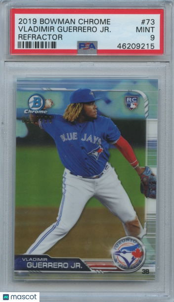 2019 Bowman Chrome Vladimir Guerrero Jr. #73 Refractor Parallel/Variety Rookie Base Set PSA 9