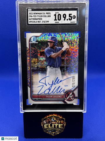 2022 Bowman Chrome Tyler Collins #CPA-TCS Prospect Autographs Speckle Refractor SN AU SGC 9.5 Auto 10