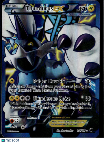 2013 Plasma Freeze Thundurus EX Holo Rare SR FA #110/116
