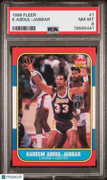 1986 Fleer Kareem Abdul-Jabbar #1 PSA 8