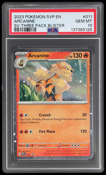 2023 Pokemon Scarlet And Violet Black Star Promo Arcanine Three Pack Blister PSA 10